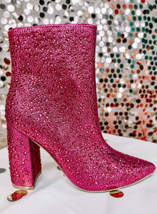 Rhinestones Booties in Pink