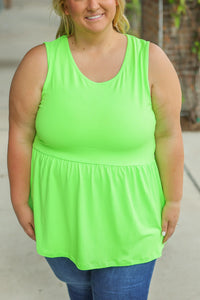 Renee Ruffle Tank - Neon Green - FINAL SALE