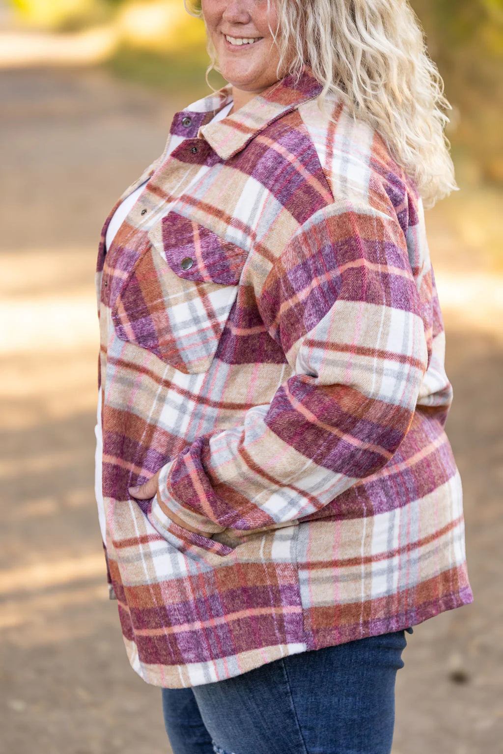 Norah Plaid Shacket - Sunset