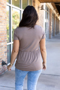 Sarah Ruffle Top in Heathered Mocha