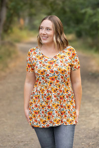 Sarah Ruffle Short Sleeve - Fall Floral