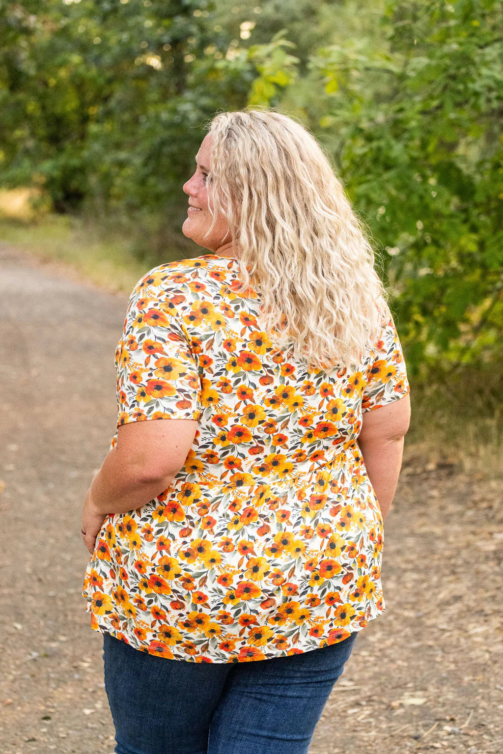 Sarah Ruffle Short Sleeve - Fall Floral