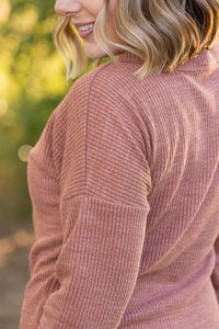 Brittney Button Sweater in Terra Cotta