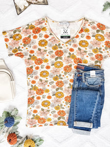 Chloe Cozy Tee - Fall Boho Floral