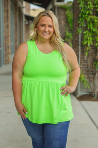 Renee Ruffle Tank - Neon Green - FINAL SALE