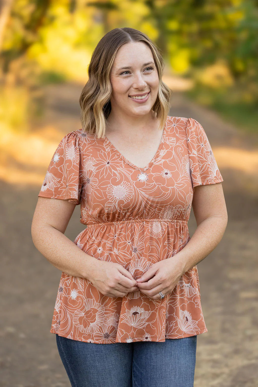 Emery Ruffle Top - Cocoa Floral