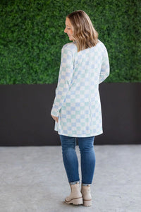 Classic Cardigan - Blue and Mint Checker MM EXCLUSIVE