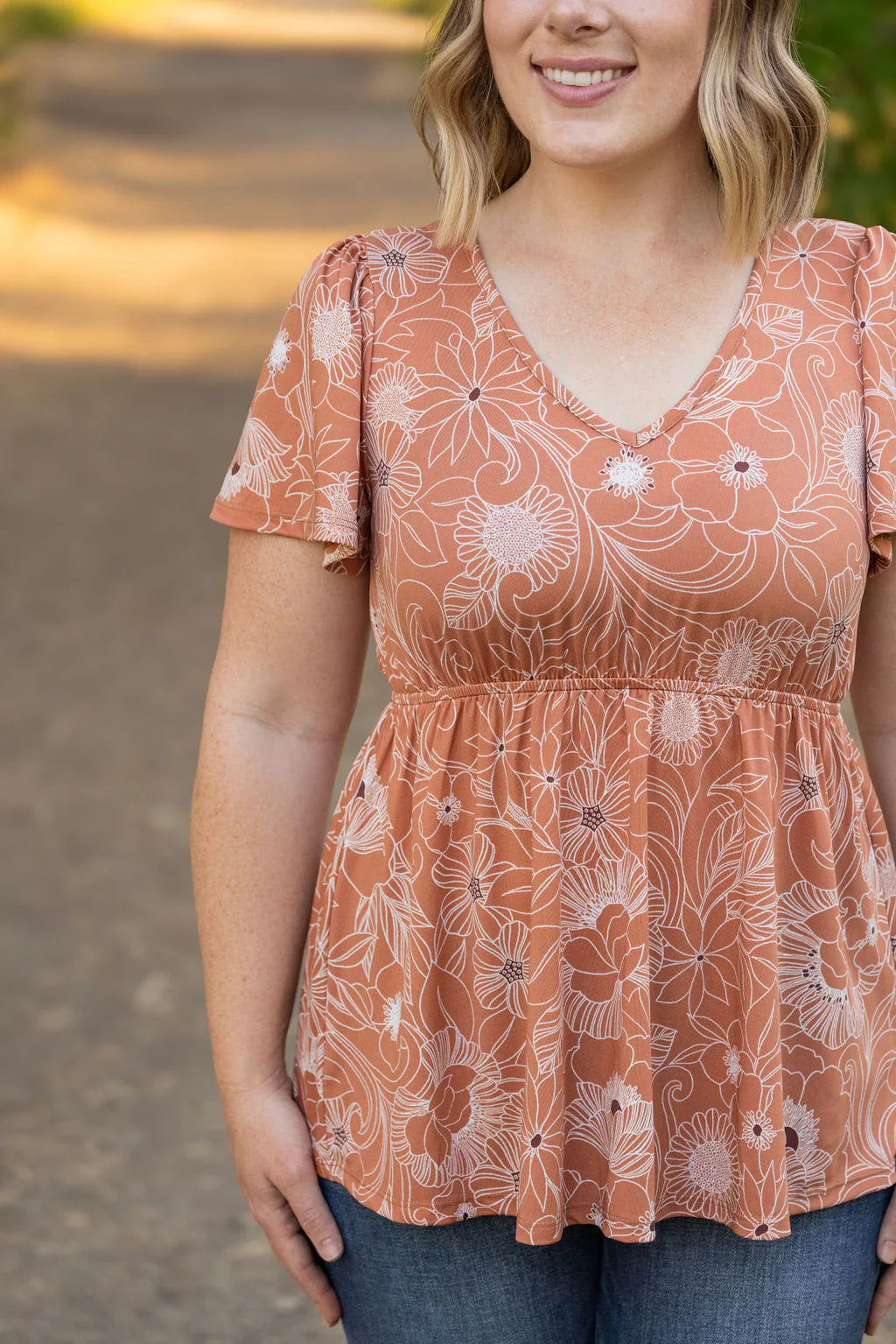 Emery Ruffle Top - Cocoa Floral