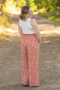 Presley Palazzo Pants - Rust Leaves