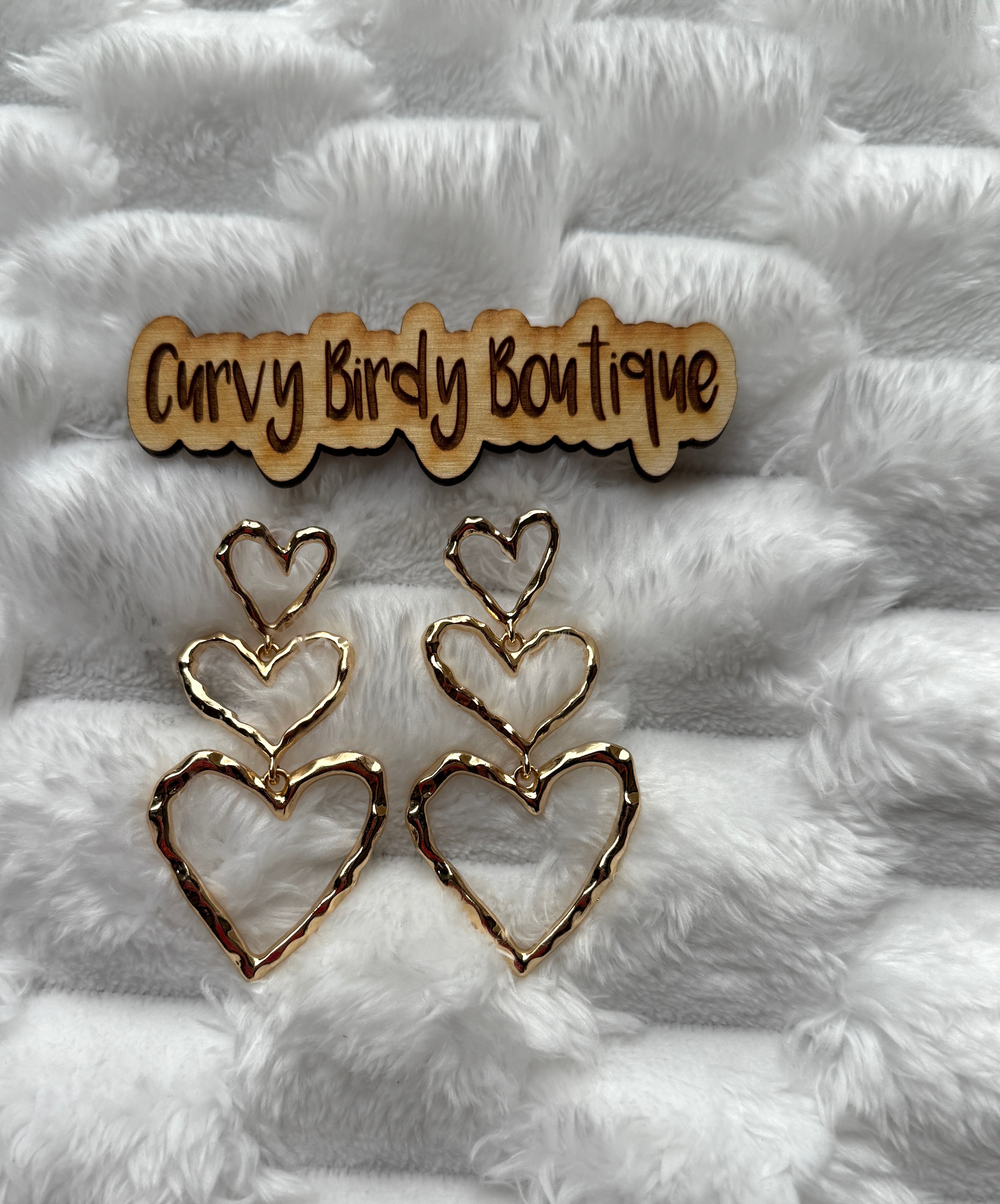 Dangle Triple Heart Earrings