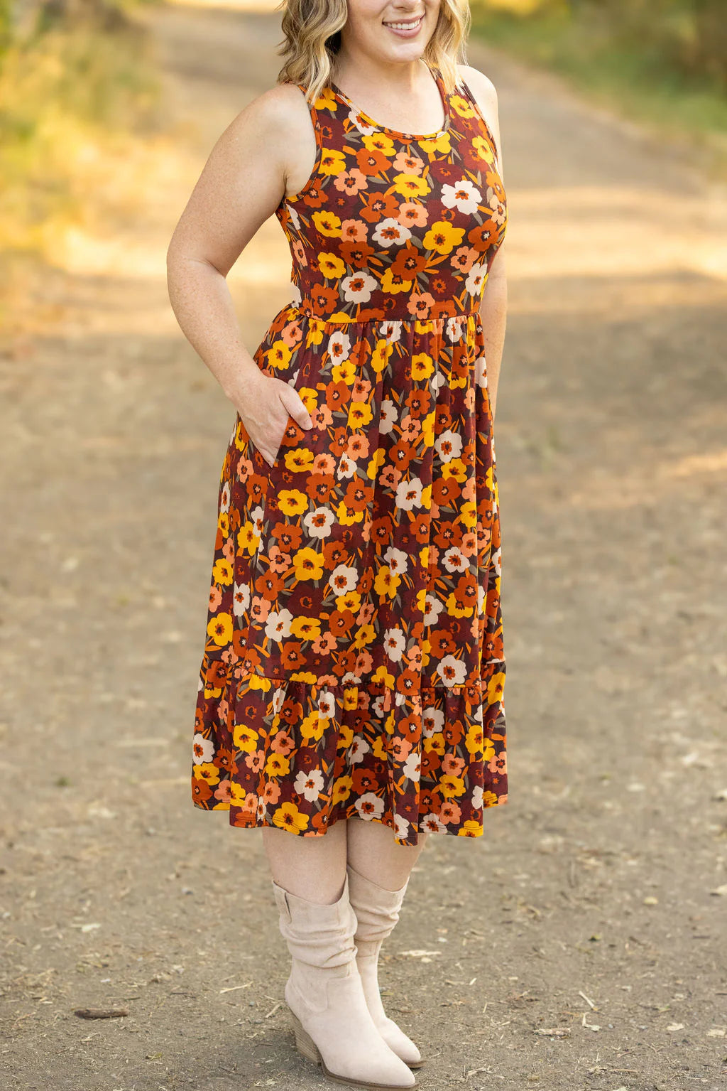 Bailey Dress - Brown Fall Floral