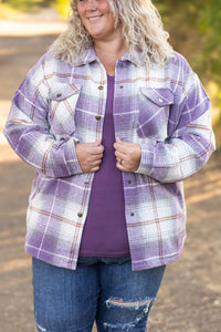 Norah Plaid Shacket - Purple and Gold