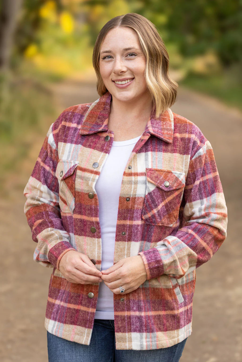 Norah Plaid Shacket - Sunset