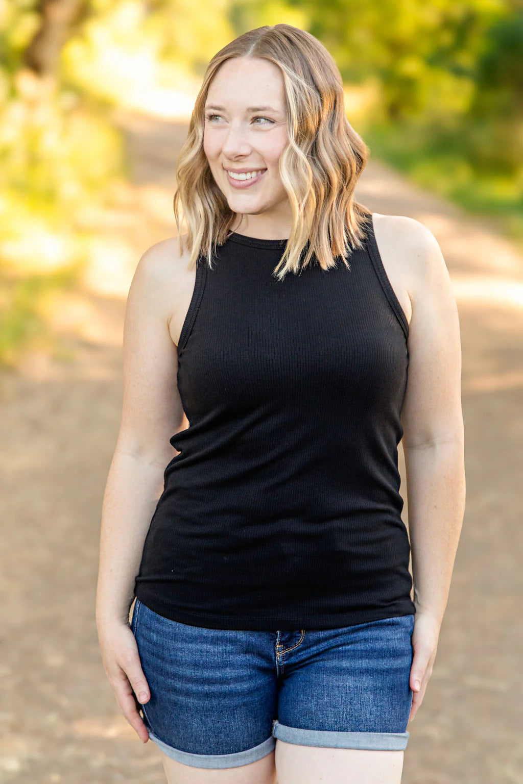 Tara Ribbed Tank - Black