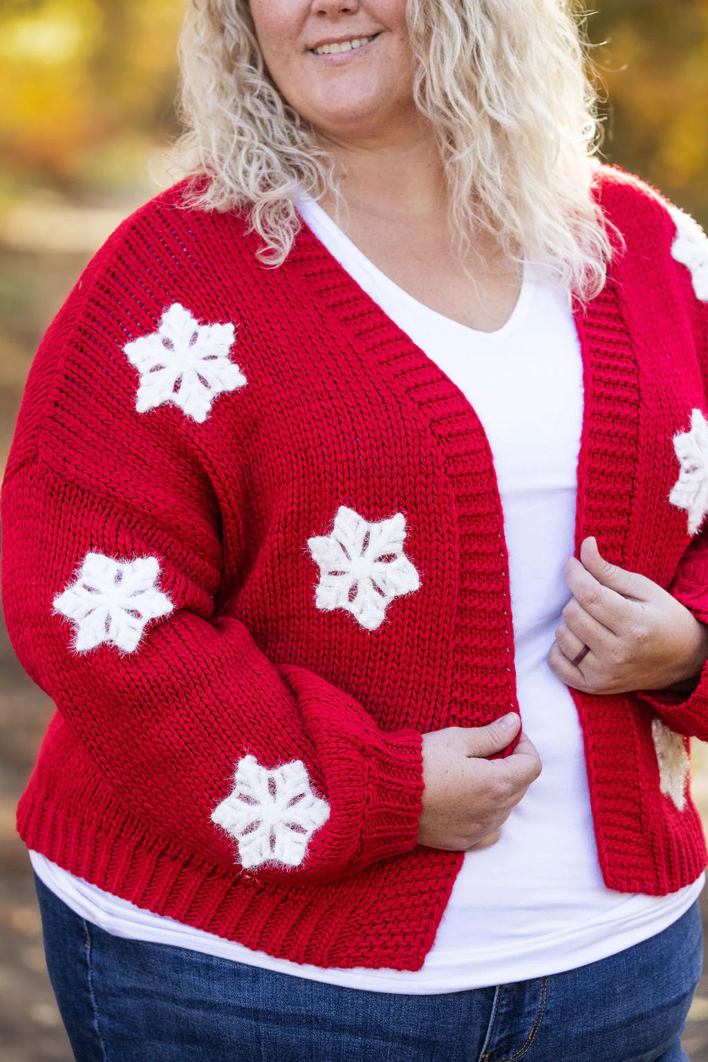 Snowflake Cardigan - Red