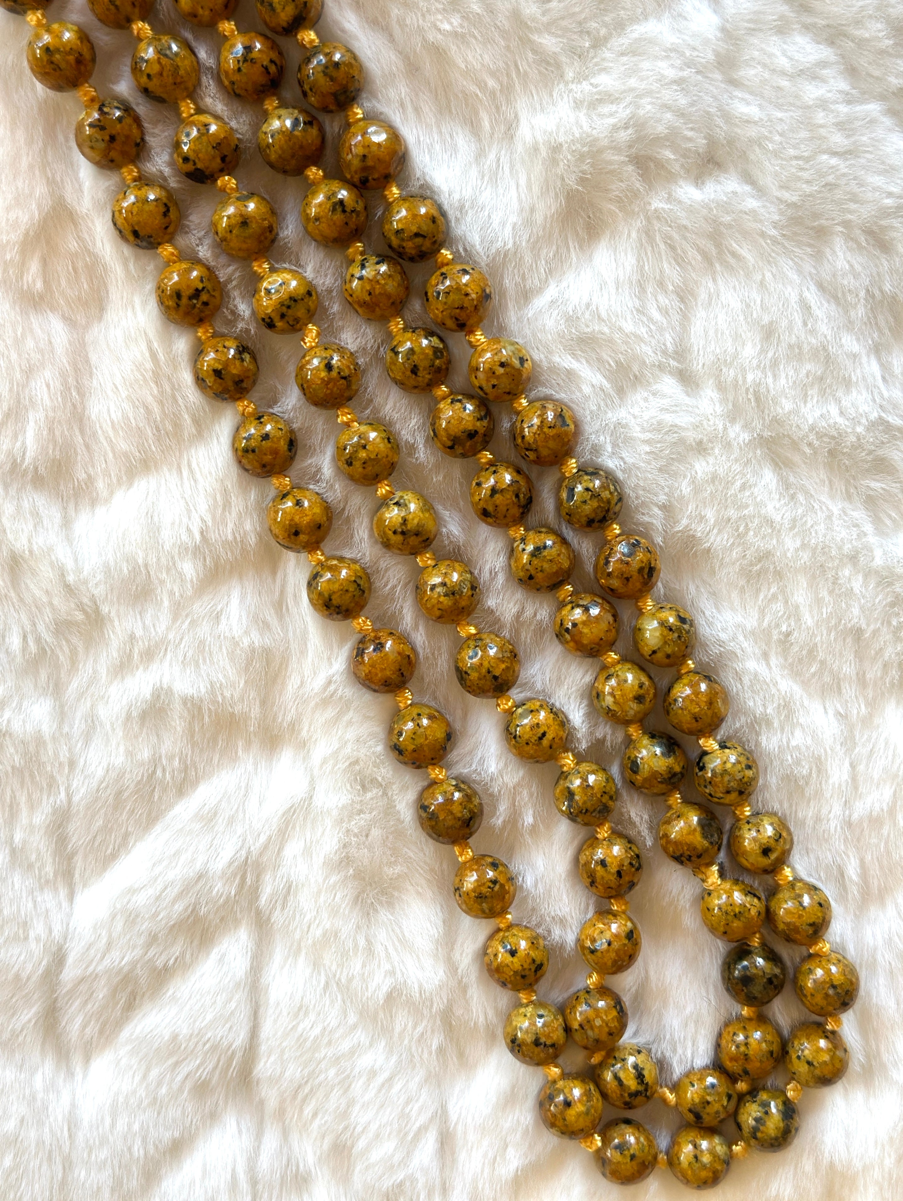 Natural Stone Beaded Necklace - Yellow Jade