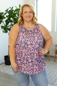 Renee Ruffle Tank - Navy and Pink Floral