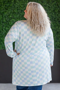 Classic Cardigan - Blue and Mint Checker MM EXCLUSIVE