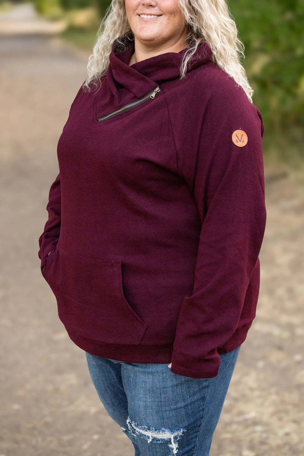 Classic Zoey ZipCowl Sweatshirt - Burgundy