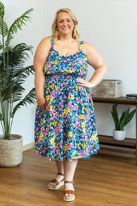 Cassidy Midi Dress - Navy and Yellow Floral - FINAL SALE