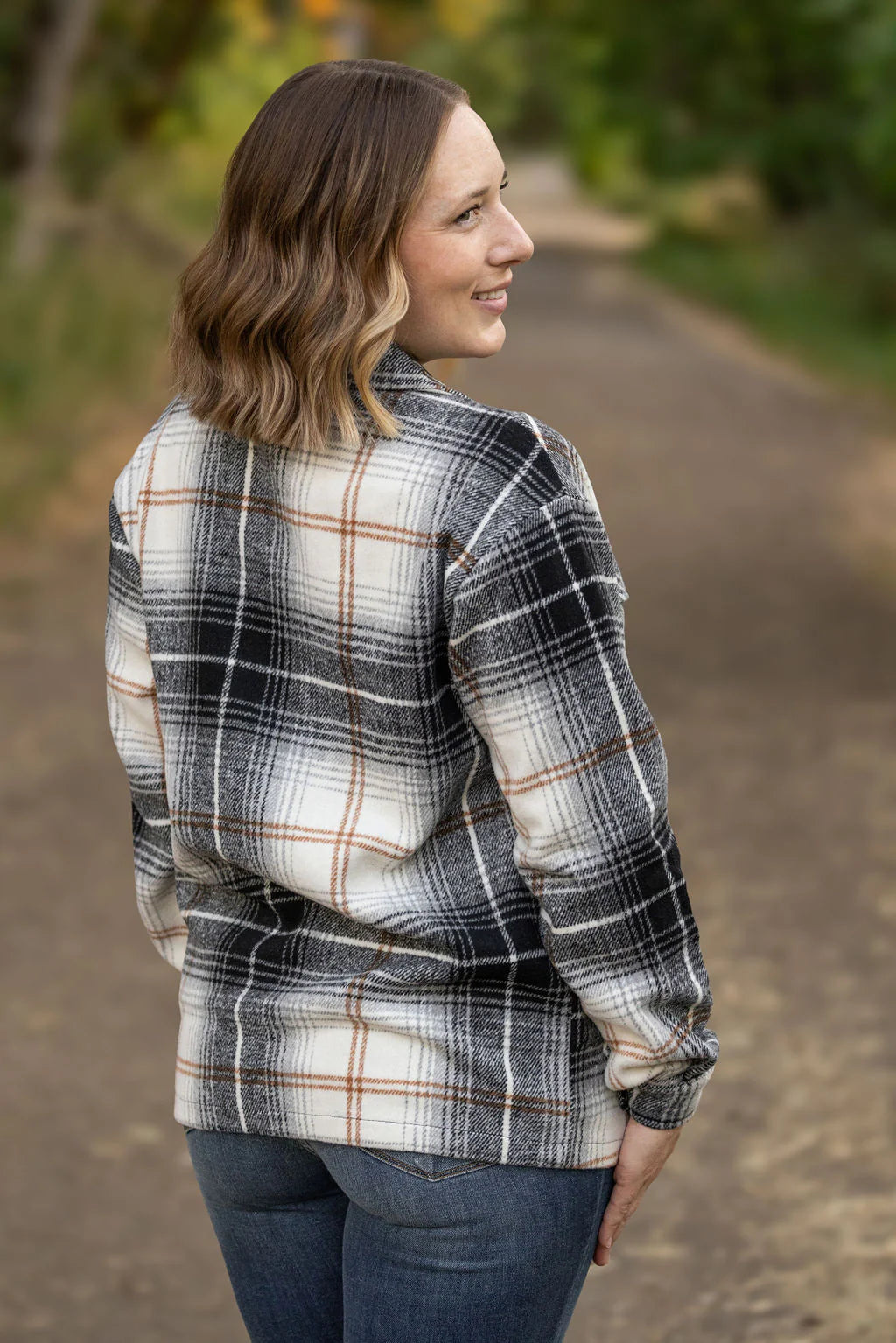 Norah Plaid Shacket - Black and Gold