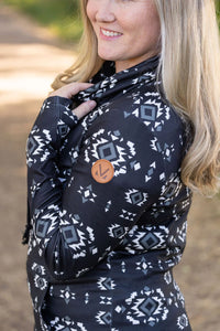 Soft Funnel Neck - Black Geometric