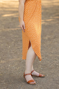 Reagan Ribbed Midi Dress - Pumpkin Floral