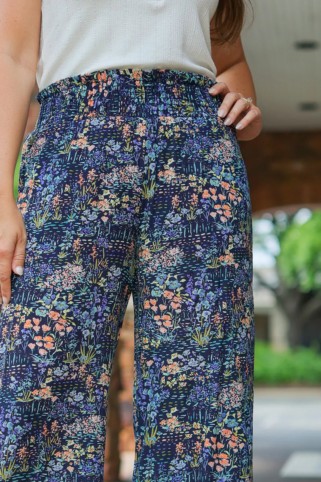 Presley Palazzo Pants - Navy Floral Mix