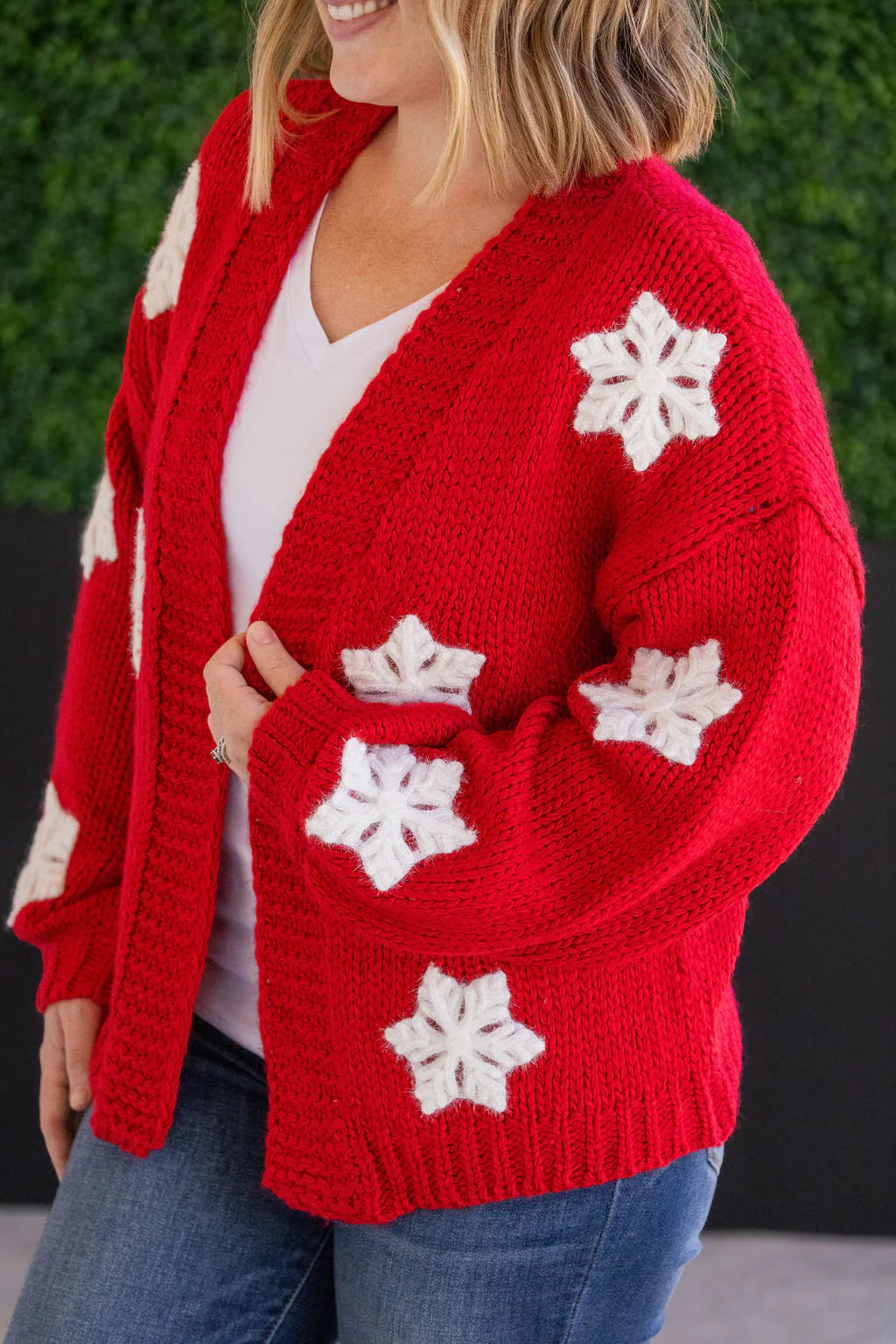 Snowflake Cardigan - Red