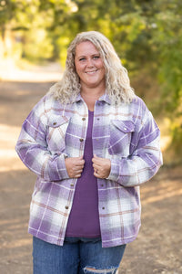 Norah Plaid Shacket - Purple and Gold