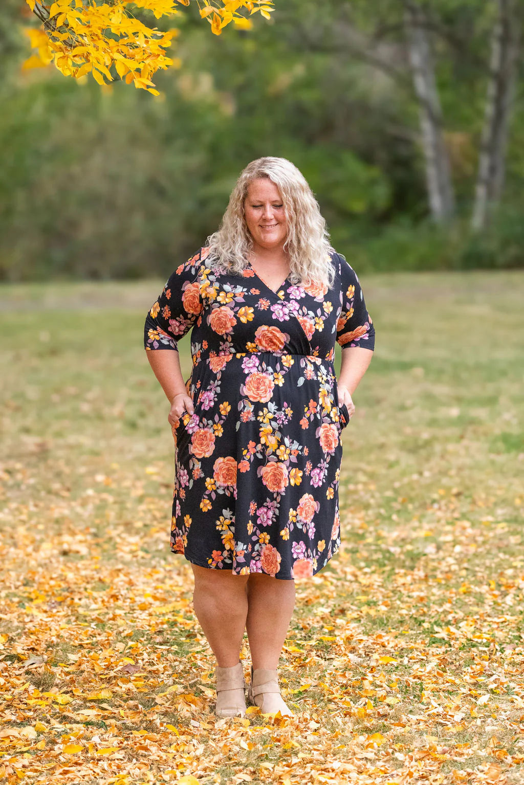 Taylor Dress - Black Fall Floral Mix