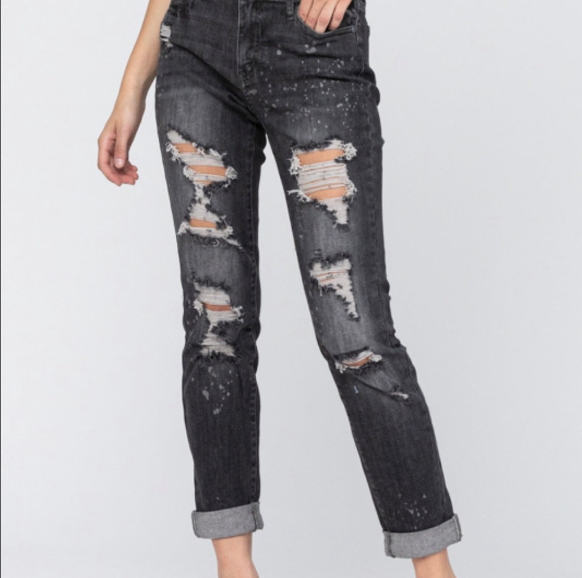 Distressed Splatter Jeans