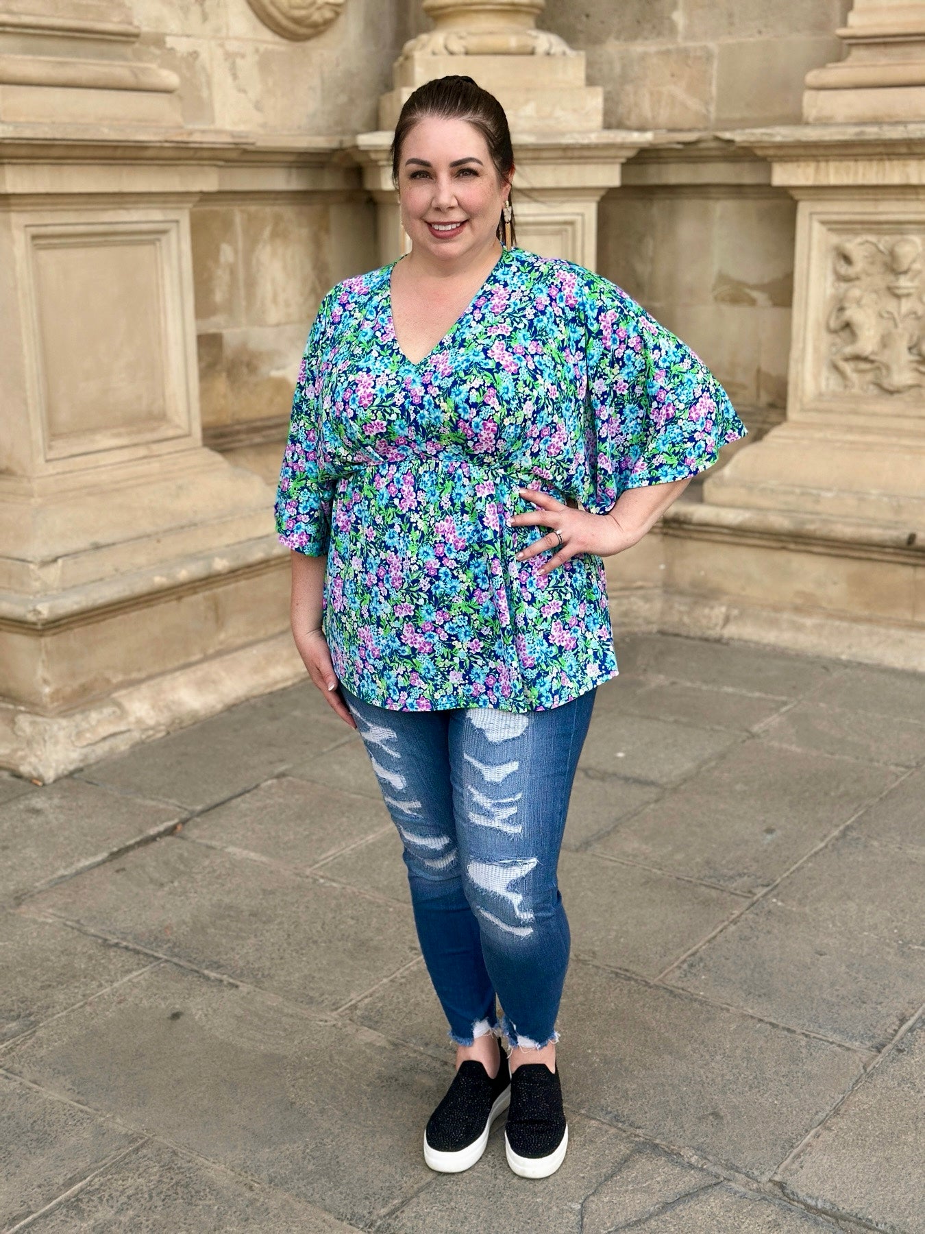 Floral Day Dreamer Top in Navy