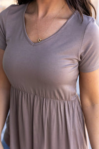 Sarah Ruffle Top in Heathered Mocha