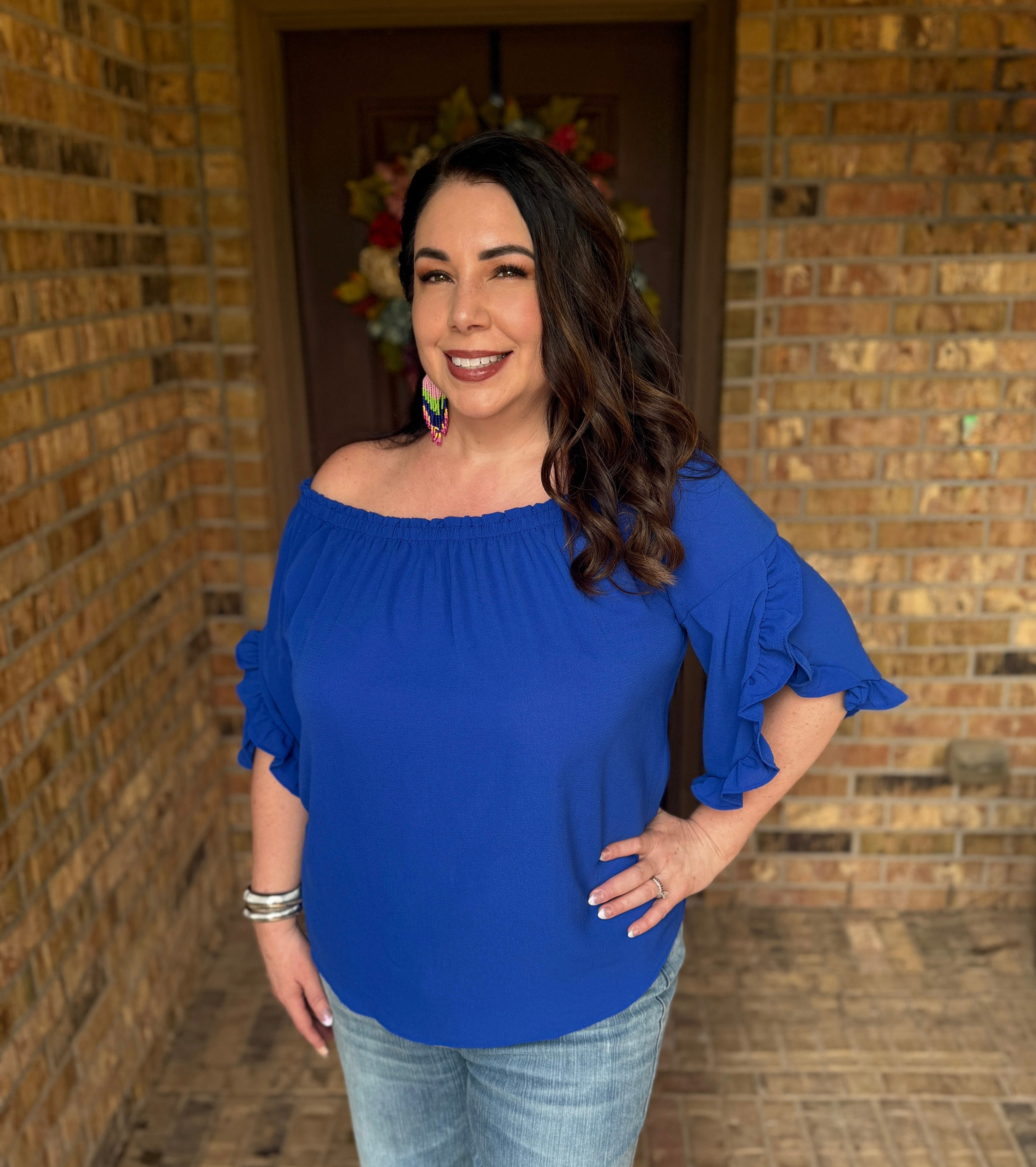 Maui Off the Shoulder Top in Blue