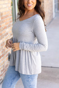 Long Sleeve Sarah Ruffle - Light Grey | Women's Top