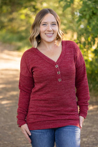 Brittney Button Sweater in Berry