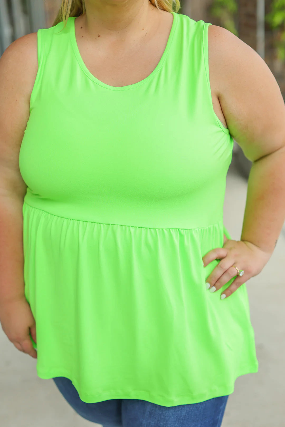 Renee Ruffle Tank - Neon Green - FINAL SALE