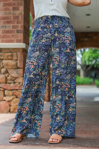 Presley Palazzo Pants - Navy Floral Mix