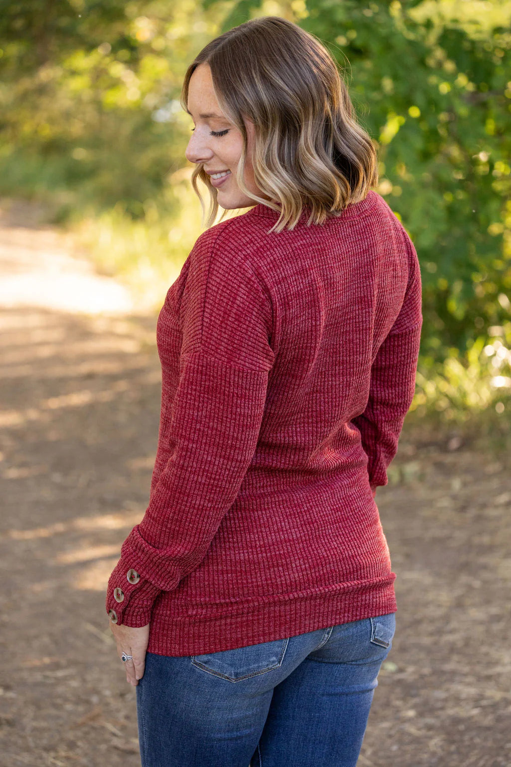 Brittney Button Sweater in Berry