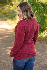 Brittney Button Sweater in Berry