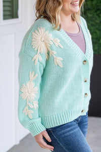 Mint and Tan Floral Cardigan