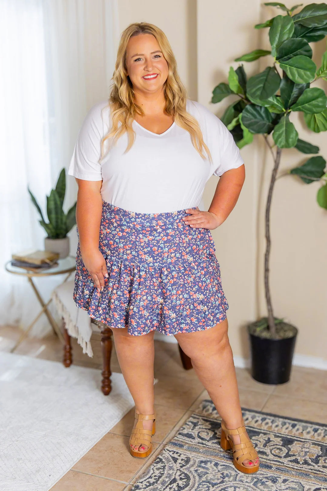 Shelby Skort - Periwinkle Micro Floral