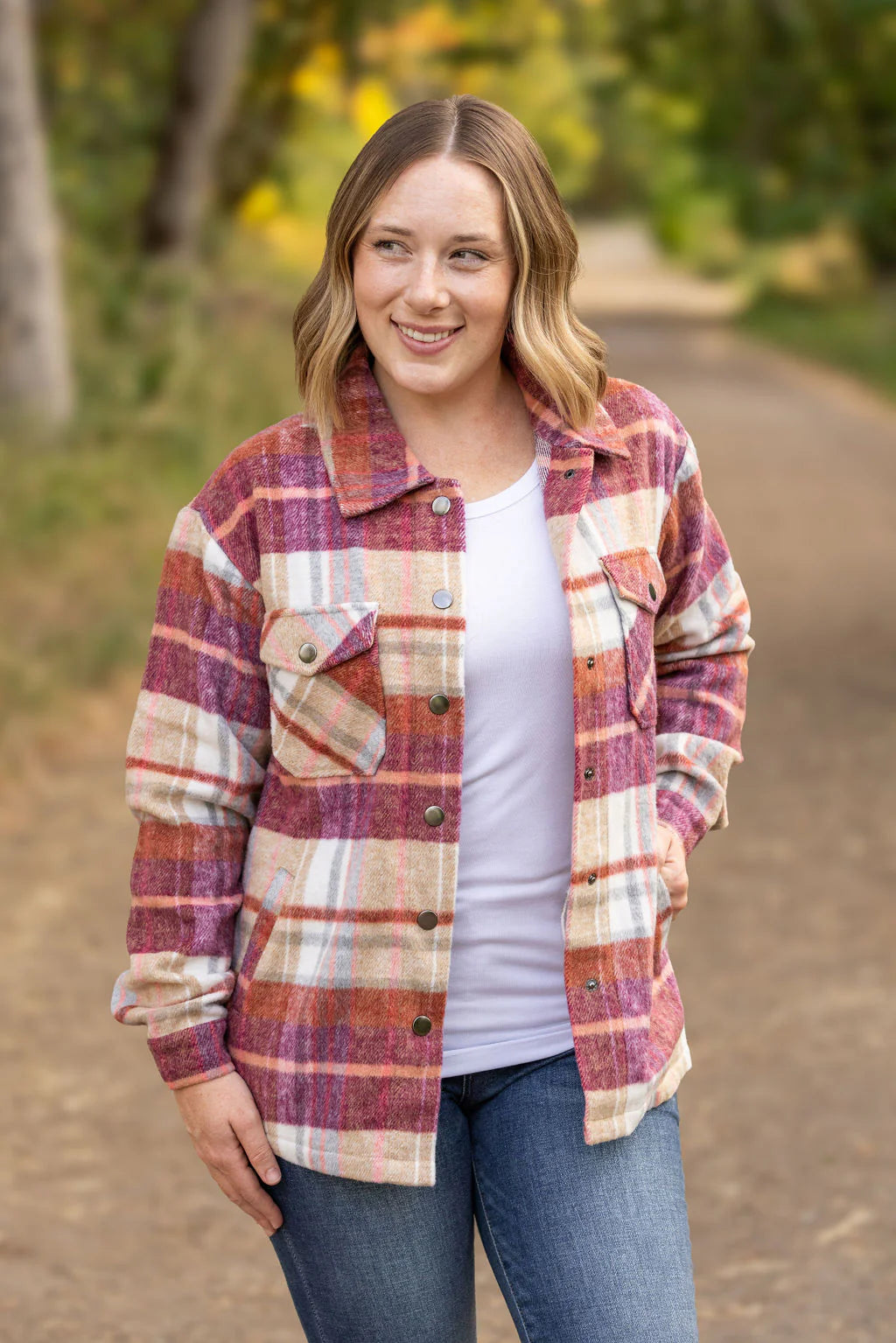 Norah Plaid Shacket - Sunset