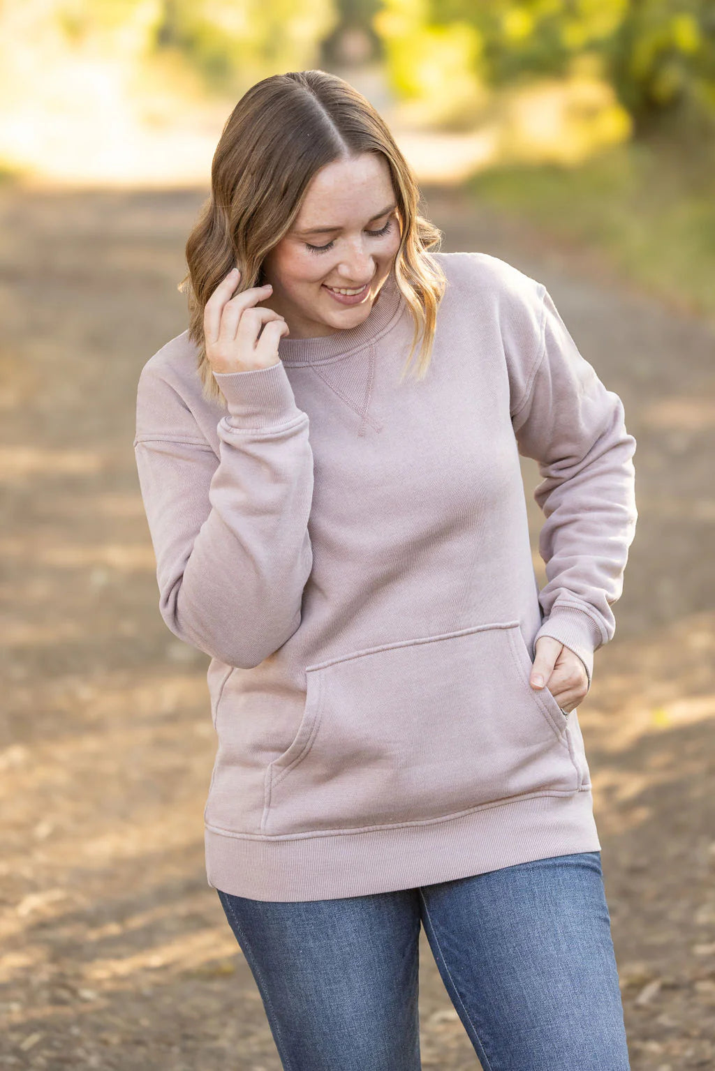 Vintage Wash Pocket Pullover - Blush Pebble