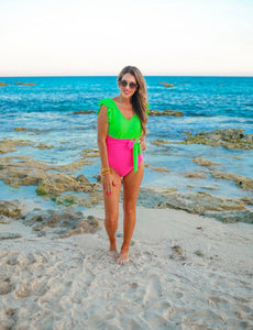 Laying Poolside Color Block Swimsuit