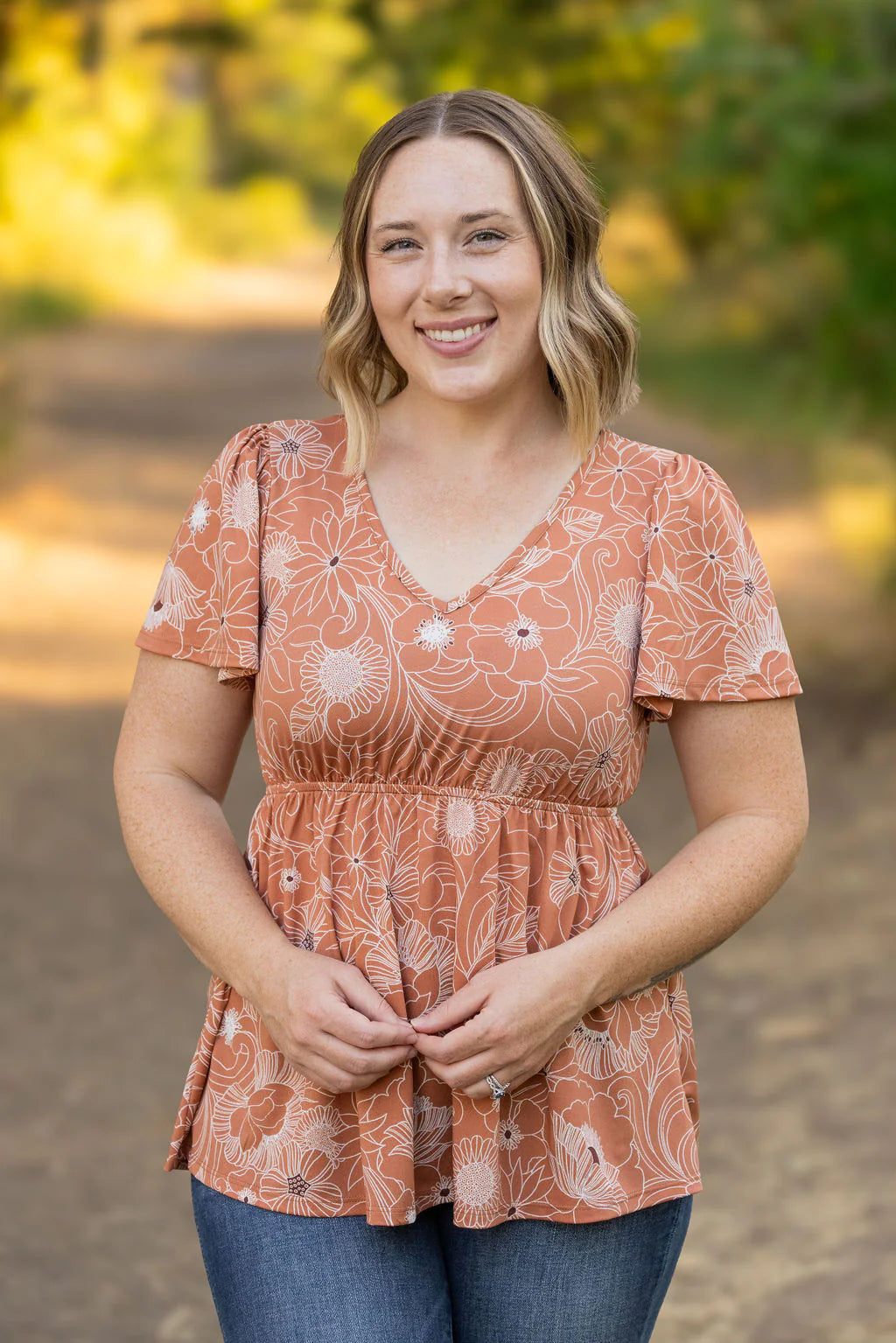 Emery Ruffle Top - Cocoa Floral