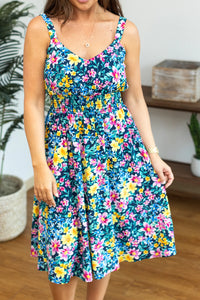 Cassidy Midi Dress - Navy and Yellow Floral - FINAL SALE