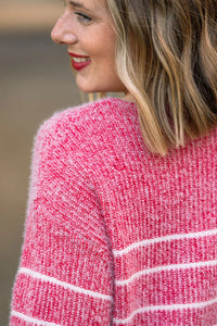 Cozy Striped Sweater in Red