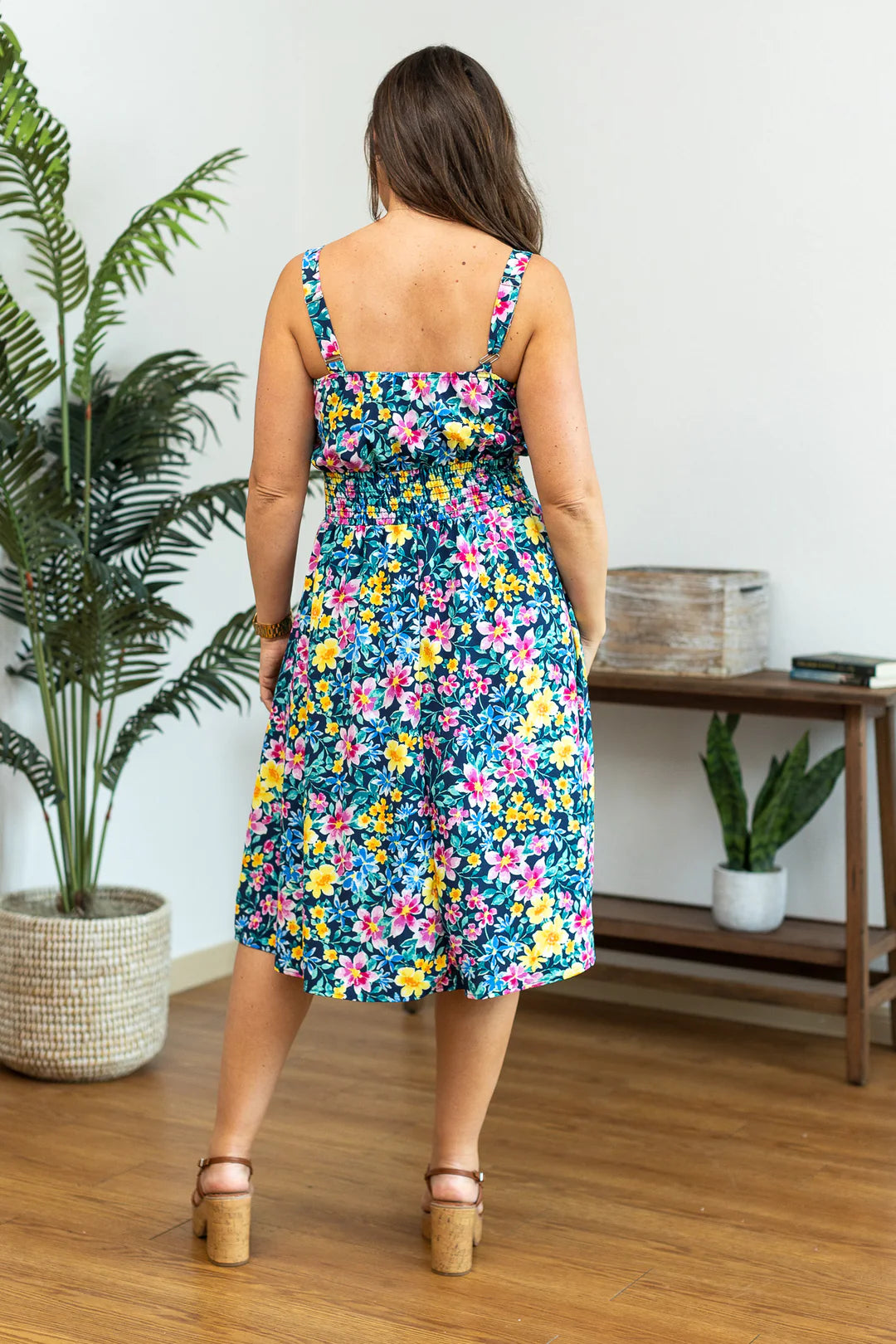 Cassidy Midi Dress - Navy and Yellow Floral - FINAL SALE